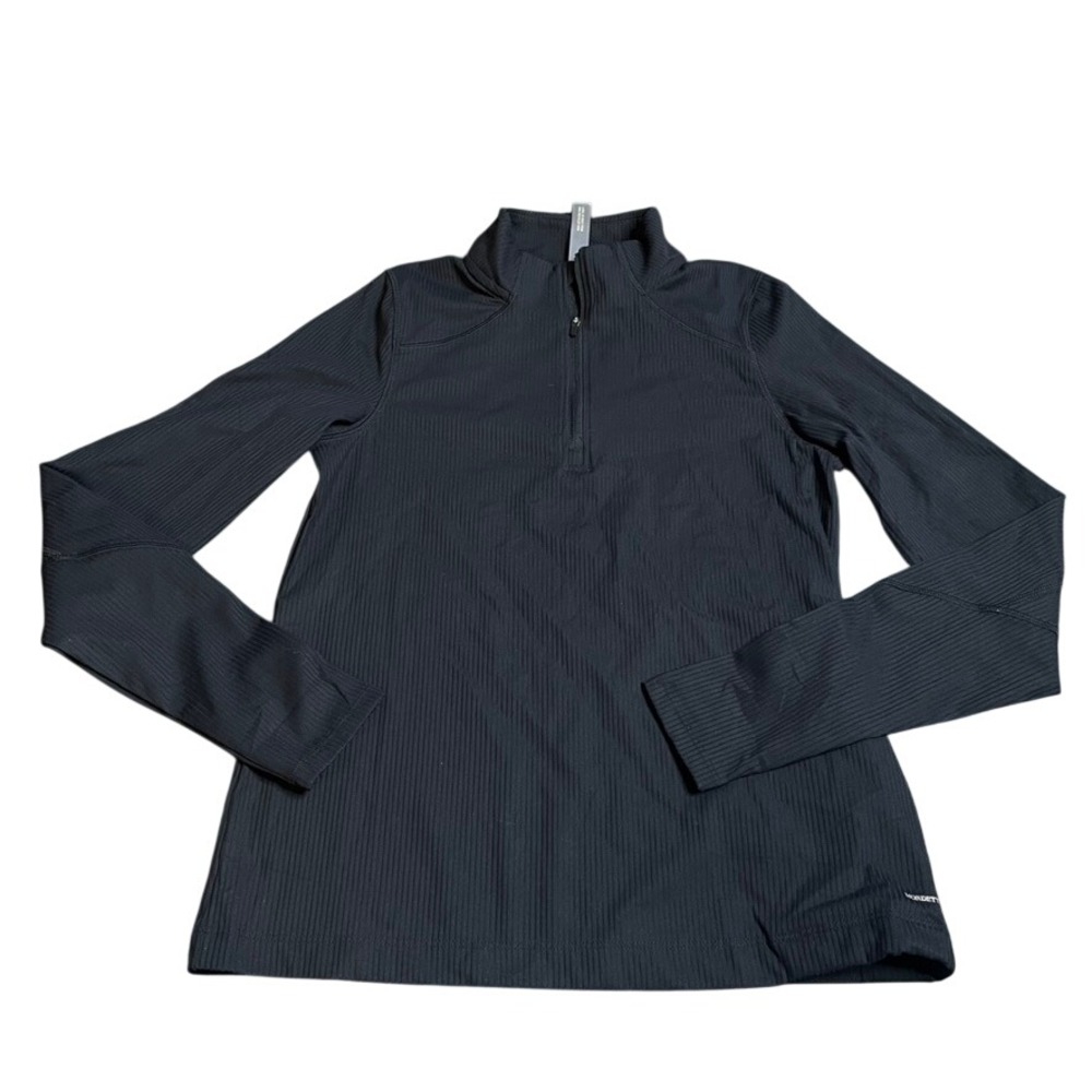 Mondetta Black Ribbed Quarter Zip Long Sleeve Athletic Top Women XS‎